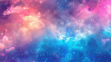 Obraz premium Dreamy Horizons: Fluffy Clouds with a Touch of Glitter