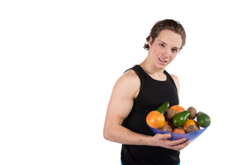 Sports and healthy lifestyle. Handsome young man posing on a white background.