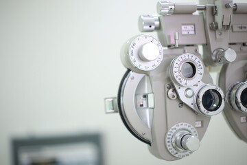 Phoropter eye test in optical store 