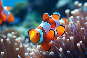 anemone clownfish fish on coral
