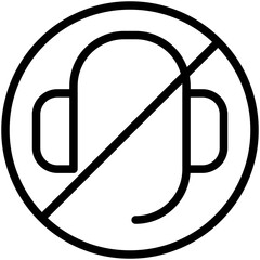 no headphones line icon
