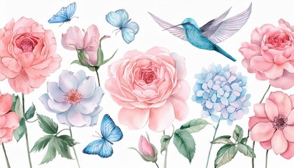 Whimsical Watercolor Roses: A Delicate Dance of Petals"