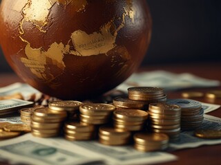 World globe with currency symbols - obrazy, fototapety, plakaty