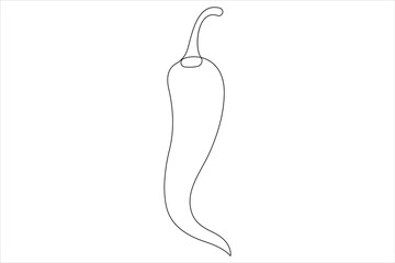 Hot spice chili pepper in continuous one line art drawing of style vector illustration