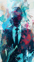 background abstract, digital art. business man.