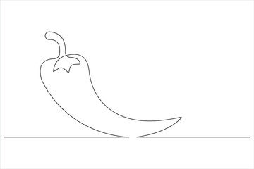 Obraz premium Hot spice chili pepper in continuous one line art drawing of style vector illustration