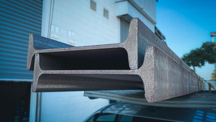H-beam steel and Wi-Frank steel, I-beam steel product line in warehouses, raw materials used in...