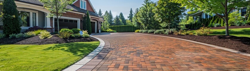 Durability and appearance for new home brick driveway with protective sealant 