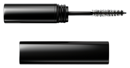 PNG  Black mascara product with case cosmetics technology ammunition.