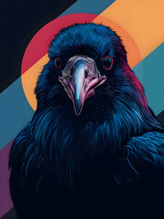 Naklejka premium bird raven head illustration