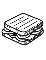 Illustration Coloring draw favorite food nice grilled ham black and white version good for kids