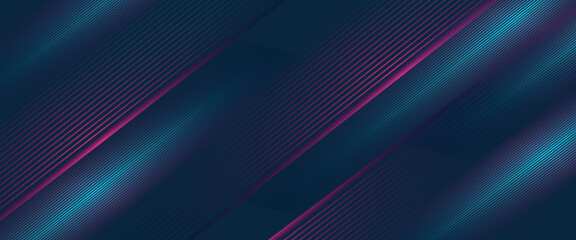 Abstract horizontal banner background with blue and pink diagonal lines. Current lines. Minimalist trendy geometric line pattern design