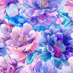 pastel flowers tile seamless background