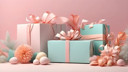Minimal Celebrate Gift box banner mockup for product presentation using a summery pastel theme