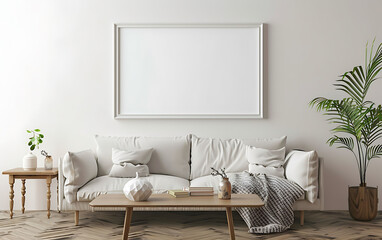 beauty of simplicity in interior design with a white frame mockup as the focal point of the room decor