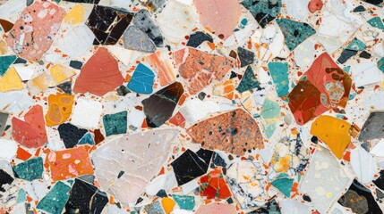Fototapeta premium weathered Moroccan tile pattern, featuring intricate geometric designs and vibrant colors. 