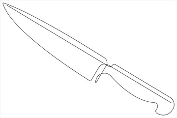 Continuous one line art drawing of knife outline vector illustration