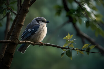 hued delightful bird sitting on the tree in the wilderness, shaded wild bird, hued wild bird sitting on the part of tree in wilderness