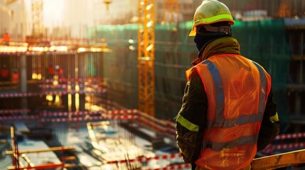 Obraz premium construction worker focused on safety and heavy industry projects 