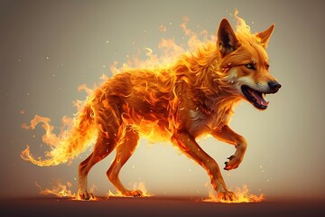 Dingo in fire 