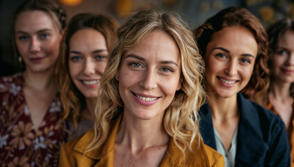 Fototapeta premium International Women's Day with Diversity Equity Inclusion (DEI) in the Education Industry with Multiracial Female Teachers, empowering women