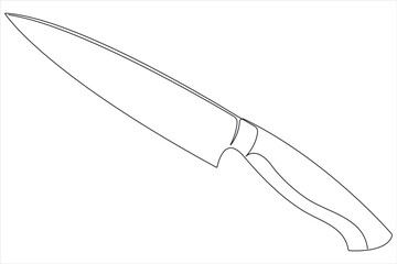 Continuous one line art drawing of knife outline vector illustration