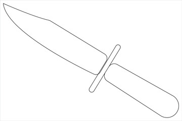 Continuous one line art drawing of knife outline vector illustration
