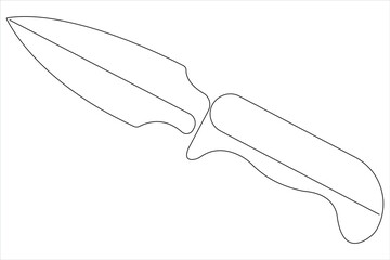 Obraz premium Continuous one line art drawing of knife outline vector illustration