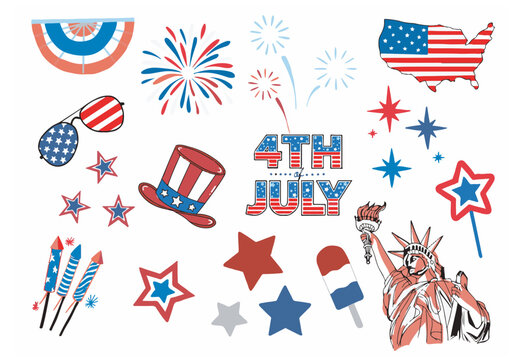 hand drawn 4th of july doodles