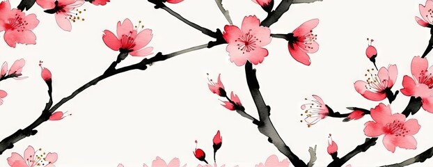 Sakura Cherry Blossom Japanese Floral Background