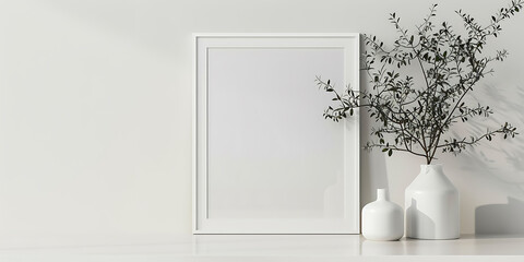tranquil haven in your home with a white frame mockup against a minimalist backdrop, radiating calmness