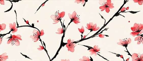 Sakura Cherry Blossom Japanese Floral Background