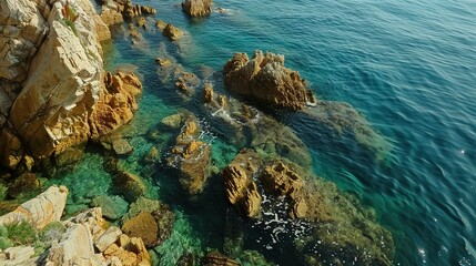 Radiant Seaside: Mediterranean Rocky Coast on a Beautiful Day