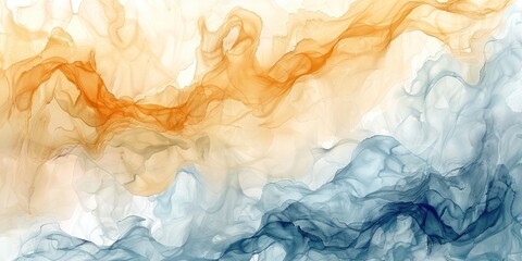 Abstract Painting Featuring Orange and Blue Hues