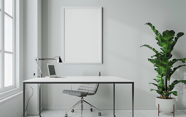 ambiance of your office space with a white frame mockup, exuding professionalism and sophistication in the decor