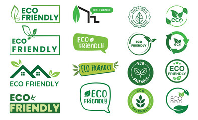 Collection of Eco Friendly Organic Design, Stamp, Icon, Vector Illustration