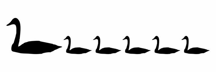 black silhouette of mother goose and goslings lined up