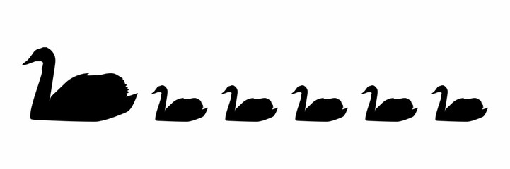 black silhouette of mother goose and goslings lined up