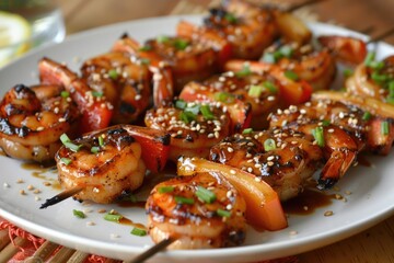 Ginger Teriyaki Shrimp Kebabs - Grilled Sesame Seafood with a Hot Twist