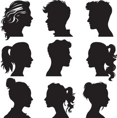 People Hair style Icon set on white background