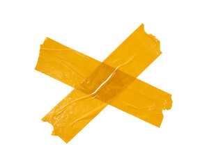 yellow insulating tape cross isolated on white background