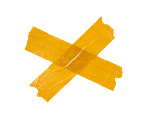 yellow insulating tape cross isolated on white background