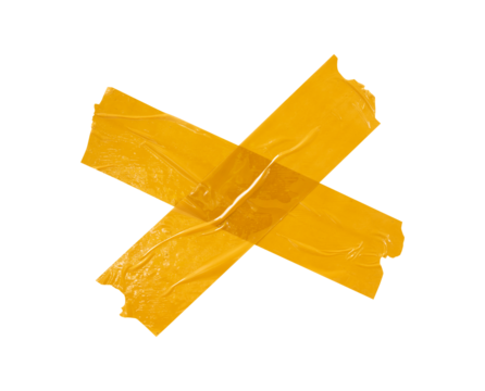 yellow insulating tape cross isolated on white background