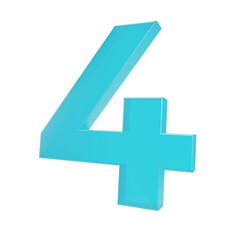 Obraz premium Number 4, 3D with transparent background