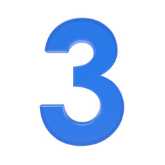 Number 3,  3D with transparent background