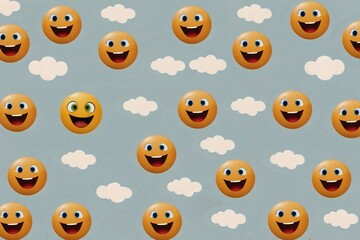 Happy emoticon expression background, Yellow smiley faces happiness joy, cheerful emotion symbols