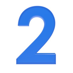Number 2,  3D with transparent background