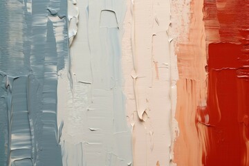 ラフな縦縞の油絵・秋用抽象背景バナー）茶色・サーモンピンク・ブルーグレー・白