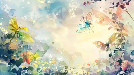 pixie playground's digital art features a colorful array of butterflies and flowers, including a yellow flower, a blue butterfly, and a yellow flower, set against a backdrop of a