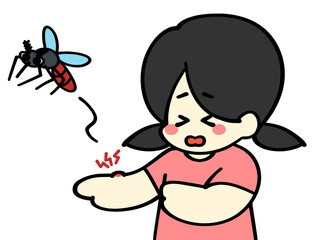 蚊に刺された女の子のイラスト素材